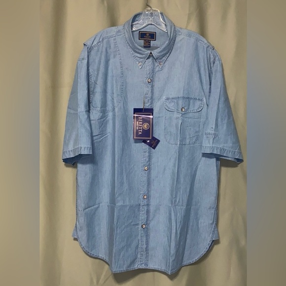 Beretta Short Sleeve VentedShooting Shirt Light Denim Men’s XL NWT